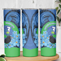 New Zealand Chatham Islands Skinny Tumbler Wharekauri Forget Me Not With Black Robin