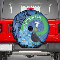 New Zealand Chatham Islands Spare Tire Cover Wharekauri Forget Me Not With Black Robin LT14 - Polynesian Pride