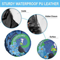 New Zealand Chatham Islands Spare Tire Cover Wharekauri Forget Me Not With Black Robin LT14 - Polynesian Pride