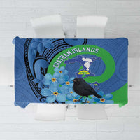 New Zealand Chatham Islands Tablecloth Wharekauri Forget Me Not With Black Robin LT14 Blue - Polynesian Pride