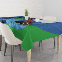 New Zealand Chatham Islands Tablecloth Wharekauri Forget Me Not With Black Robin LT14 - Polynesian Pride
