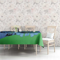 New Zealand Chatham Islands Tablecloth Wharekauri Forget Me Not With Black Robin LT14 - Polynesian Pride