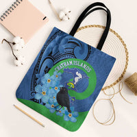 New Zealand Chatham Islands Tote Bag Wharekauri Forget Me Not With Black Robin - Polynesian Pride