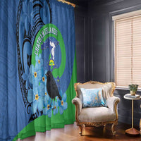 New Zealand Chatham Islands Window Curtain Wharekauri Forget Me Not With Black Robin LT14 - Polynesian Pride
