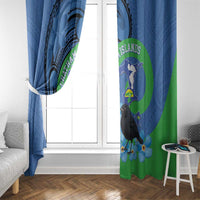 New Zealand Chatham Islands Window Curtain Wharekauri Forget Me Not With Black Robin LT14 - Polynesian Pride