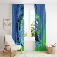 New Zealand Chatham Islands Window Curtain Wharekauri Forget Me Not With Black Robin LT14 - Polynesian Pride