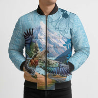 New Zealand South Island Bomber Puffer Jacket Te Waipounamu Aoraki Kea Bird - Polynesian Pride