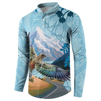 New Zealand South Island Button Sweatshirt Te Waipounamu Aoraki Kea Bird LT14 - Polynesian Pride