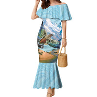 New Zealand South Island Family Matching Mermaid Dress and Hawaiian Shirt Te Waipounamu Aoraki Kea Bird
