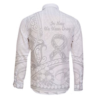 Polynesia Brain Cancer Awareness Family Matching Off The Shoulder Long Sleeve Dress and Hawaiian Shirt In May We Wear Grey