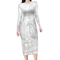 Polynesia Brain Cancer Awareness Long Sleeve Bodycon Dress In May We Wear Grey