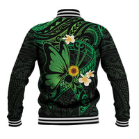 Polynesia Mental Health Awareness Baseball Jacket Green Ribbon Be Kind To Your Mind LT14 - Polynesian Pride