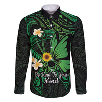 Polynesia Mental Health Awareness Family Matching Summer Maxi Dress and Hawaiian Shirt Green Ribbon Be Kind To Your Mind
