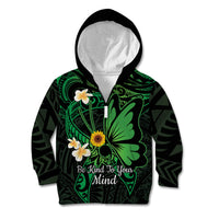 Polynesia Mental Health Awareness Kid Hoodie Green Ribbon Be Kind To Your Mind