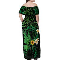 Polynesia Mental Health Awareness Off Shoulder Maxi Dress Green Ribbon Be Kind To Your Mind LT14 - Polynesian Pride