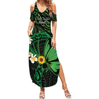 Polynesia Mental Health Awareness Summer Maxi Dress Green Ribbon Be Kind To Your Mind LT14 Women Green - Polynesian Pride