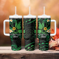 Polynesia Mental Health Awareness Tumbler With Handle Green Ribbon Be Kind To Your Mind LT14 - Polynesian Pride