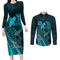 Polynesia World Ovarian Cancer Day Couples Matching Long Sleeve Bodycon Dress and Long Sleeve Button Shirt You Matter Polynesian Women