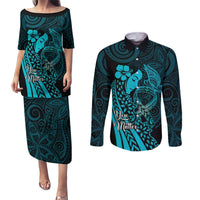 Polynesia World Ovarian Cancer Day Couples Matching Puletasi and Long Sleeve Button Shirt You Matter Polynesian Women LT14 Teal - Polynesian Pride