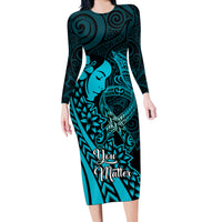Polynesia World Ovarian Cancer Day Long Sleeve Bodycon Dress You Matter Polynesian Women