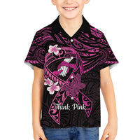 Polynesia Breast Cancer Awareness Family Matching Puletasi and Hawaiian Shirt Pink Ribbon No One Fights Alone - Black LT14 Son's Shirt Black - Polynesian Pride