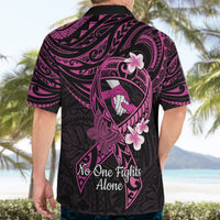 Polynesia Breast Cancer Awareness Hawaiian Shirt Pink Ribbon No One Fights Alone - Black LT14 - Polynesian Pride