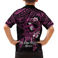 Polynesia Breast Cancer Awareness Hawaiian Shirt Pink Ribbon No One Fights Alone - Black LT14 - Polynesian Pride