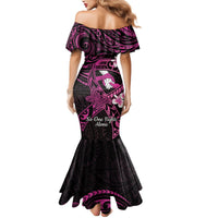 Polynesia Breast Cancer Awareness Mermaid Dress Pink Ribbon No One Fights Alone - Black LT14 - Polynesian Pride