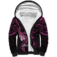 Polynesia Breast Cancer Awareness Sherpa Hoodie Pink Ribbon No One Fights Alone - Black LT14 Unisex Black - Polynesian Pride