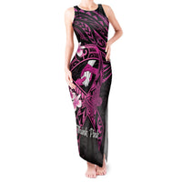 Polynesia Breast Cancer Awareness Tank Maxi Dress Pink Ribbon No One Fights Alone - Black LT14 Women Black - Polynesian Pride