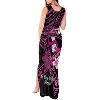 Polynesia Breast Cancer Awareness Tank Maxi Dress Pink Ribbon No One Fights Alone - Black LT14 - Polynesian Pride