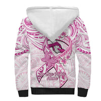 Polynesia Breast Cancer Awareness Sherpa Hoodie Pink Ribbon No One Fights Alone - White LT14 - Polynesian Pride