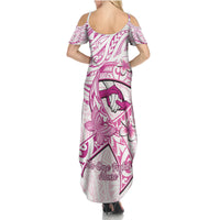 Polynesia Breast Cancer Awareness Summer Maxi Dress Pink Ribbon No One Fights Alone - White LT14 - Polynesian Pride