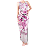 Polynesia Breast Cancer Awareness Tank Maxi Dress Pink Ribbon No One Fights Alone - White LT14 Women White - Polynesian Pride