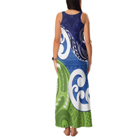 Southland New Zealand Family Matching Tank Maxi Dress and Hawaiian Shirt Maori Koru Flag Color