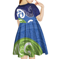 Southland New Zealand Kid Short Sleeve Dress Maori Koru Flag Color