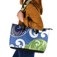 Southland New Zealand Leather Tote Bag Maori Koru Flag Color
