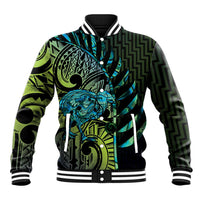 Southland Takehe Pounama Baseball Jacket Aotearoa Poutama Paua Shell Fern LT14 Unisex Black - Polynesian Pride