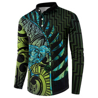 Southland Takehe Pounama Button Sweatshirt Aotearoa Poutama Paua Shell Fern LT14 - Polynesian Pride