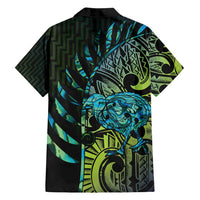 Southland Takehe Pounama Family Matching Long Sleeve Bodycon Dress and Hawaiian Shirt Aotearoa Poutama Paua Shell Fern