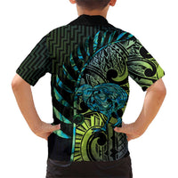 Southland Takehe Pounama Family Matching Short Sleeve Bodycon Dress and Hawaiian Shirt Aotearoa Poutama Paua Shell Fern