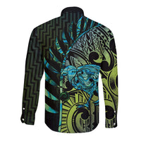 Southland Takehe Pounama Long Sleeve Button Shirt Aotearoa Poutama Paua Shell Fern LT14 - Polynesian Pride