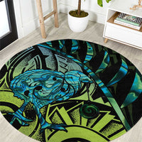 Southland Takehe Pounama Round Carpet Aotearoa Poutama Paua Shell Fern