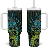 Southland Takehe Pounama Tumbler With Handle Aotearoa Poutama Paua Shell Fern