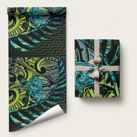 Southland Takehe Pounama Wrapping Paper Aotearoa Poutama Paua Shell Fern LT14 58" × 23" Black - Polynesian Pride