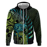 Southland Takehe Pounama Zip Hoodie Aotearoa Poutama Paua Shell Fern