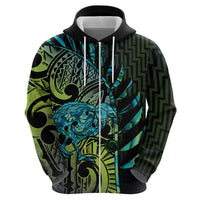 Southland Takehe Pounama Zip Hoodie Aotearoa Poutama Paua Shell Fern