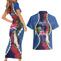 Southland Anniversary Day Couples Matching Short Sleeve Bodycon Dress and Hawaiian Shirt Murihiku 1861 Maori Bird Mix Pohutukawa