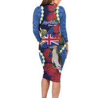 Southland Anniversary Day Family Matching Long Sleeve Bodycon Dress and Hawaiian Shirt Murihiku 1861 Maori Bird Mix Pohutukawa