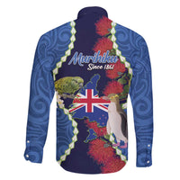 Southland Anniversary Day Family Matching Off The Shoulder Long Sleeve Dress and Hawaiian Shirt Murihiku 1861 Maori Bird Mix Pohutukawa